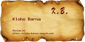 Klohs Barna névjegykártya